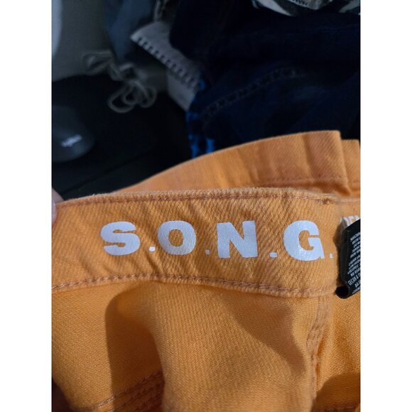 SONG Juniors Orange Carpenter 90s Boyfriend Button-Fly Jeans Size 9/29 Casual - Picture 4 of 10